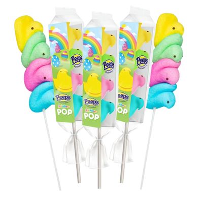 Rainbow Marshmallow Easter Peeps Candy Chicks on a Stick Lollipop, Pack of 3
