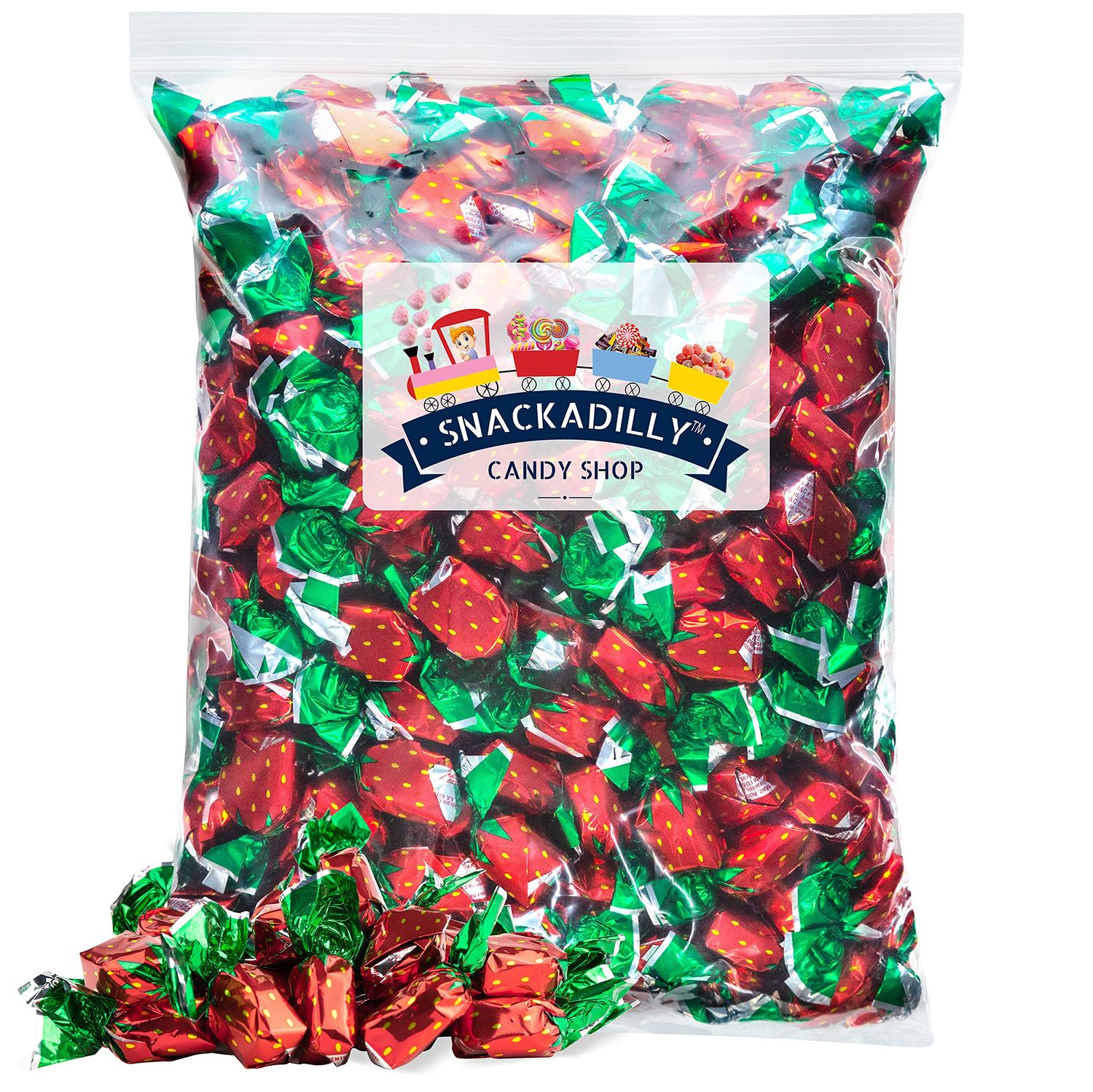 Strawberry Bon Bon Hard Candy - 3 lbs. Bag of Delicious &amp; Tastefully Wrapped Red Candy