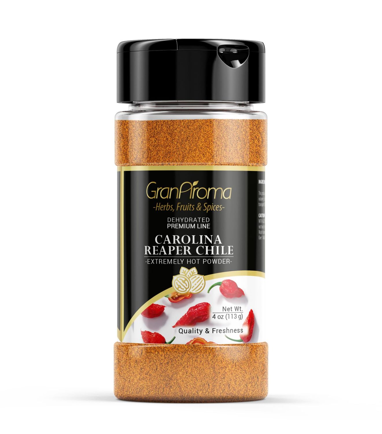 GranAroma Carolina Reaper Powder, 4 oz, Extremely Hot Powder, Fine Ground, Dips &amp; Salsa