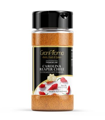 GranAroma Carolina Reaper Powder, 4 oz, Extremely Hot Powder, Fine Ground, Dips &amp; Salsa