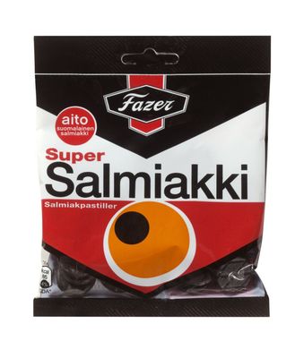 2 Bags X 80g of Fazer Super Salmiakki Original Finnish Salty Licorice Wine Gums Candy Sweets