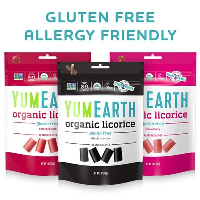 YumEarth Organic Licorice Lovers Variety Pack, 5oz(Pack of 6), Allergy Friendly, Strawberry, Pomegranate, Black Licorice, Gluten Free, Non-GMO, Vegan, No Artificial Flavors or Dyes