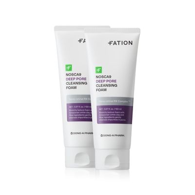 Nosca9 Deep Pore Cleansing Foam for Sensitive Skin Korean Skincare Face Wash with 17 Amino Acids, White Clay &amp; Nano-retinal RX Complex Deep Cleansing &amp; Moisturizing (Pack of 2)