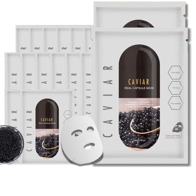 Korean Facial Sheet Masks - Unscented Caviar Essence Spa Masks Packed w/Omega-3s - Nourish, Revitalize &amp; Hydrate Your Skin - Suitable for All Skin Types (8 Pack)