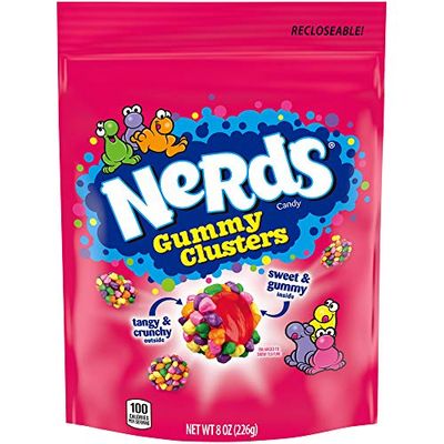 Nerds Gummy Clusters, Summer Candy, Rainbow, Resealable 8 Ounce Bag (Pack of 6)