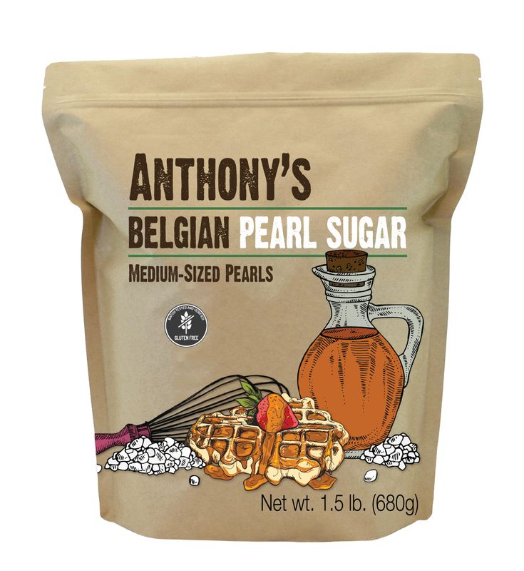 Anthony&#39;s Belgian Pearl Sugar, 1.5 lb, Batch Tested and Verified Gluten Free, Medium Sized Pearls