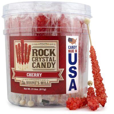 Boone&#39;s Mill Rock Crystal Candy Sticks Red Cherry 36 Sticks
