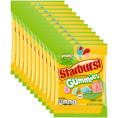 STARBURST Gummies Sours Gummy Candy, 5 oz Bag (Pack of 12)