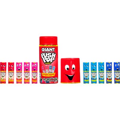 Giant Push Pop Container with Individually Wrapped Lollipop Variety Party Pack - 10 Count Lollipop Suckers in Assorted Fruity Flavors - Fun Candy for Gifts