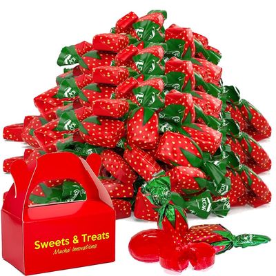 Strawberry Bon Bons Hard Candy Individually Wrapped Soft Creamy Filling with Luscious Strawberry Flavor Candy Lovers Gifting On-The-Go Party Office Muchai Card - 1 Bag Pack