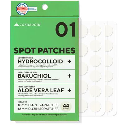 caraseoul Pimple Patches, 2 Size Hydrocolloid Acne Patch for Promoting Faster Skin Healing, Bakuchiol &amp; Aloe Vera, Korean Skin Care - Dermatology tested