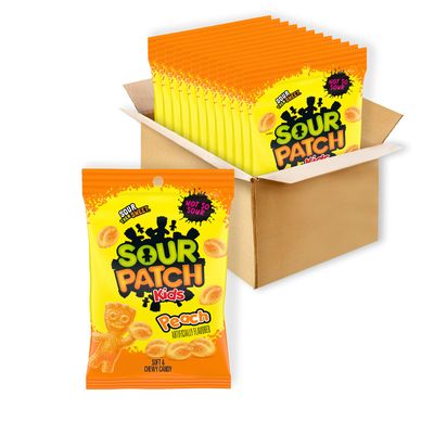 SOUR PATCH KIDS Peach Soft &amp; Chewy Candy, Bulk Candy, 12-8.07 oz Bags