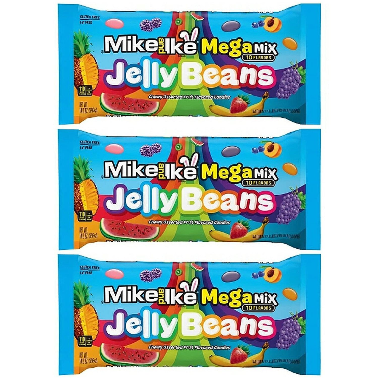 Jelly Beans Mega Mix Mike and Ikes 14 Ounce, Pack of 3, Delicious Variety of Flavors, Great for Easter Baskets, Perfect for Everyone, Classic Taste