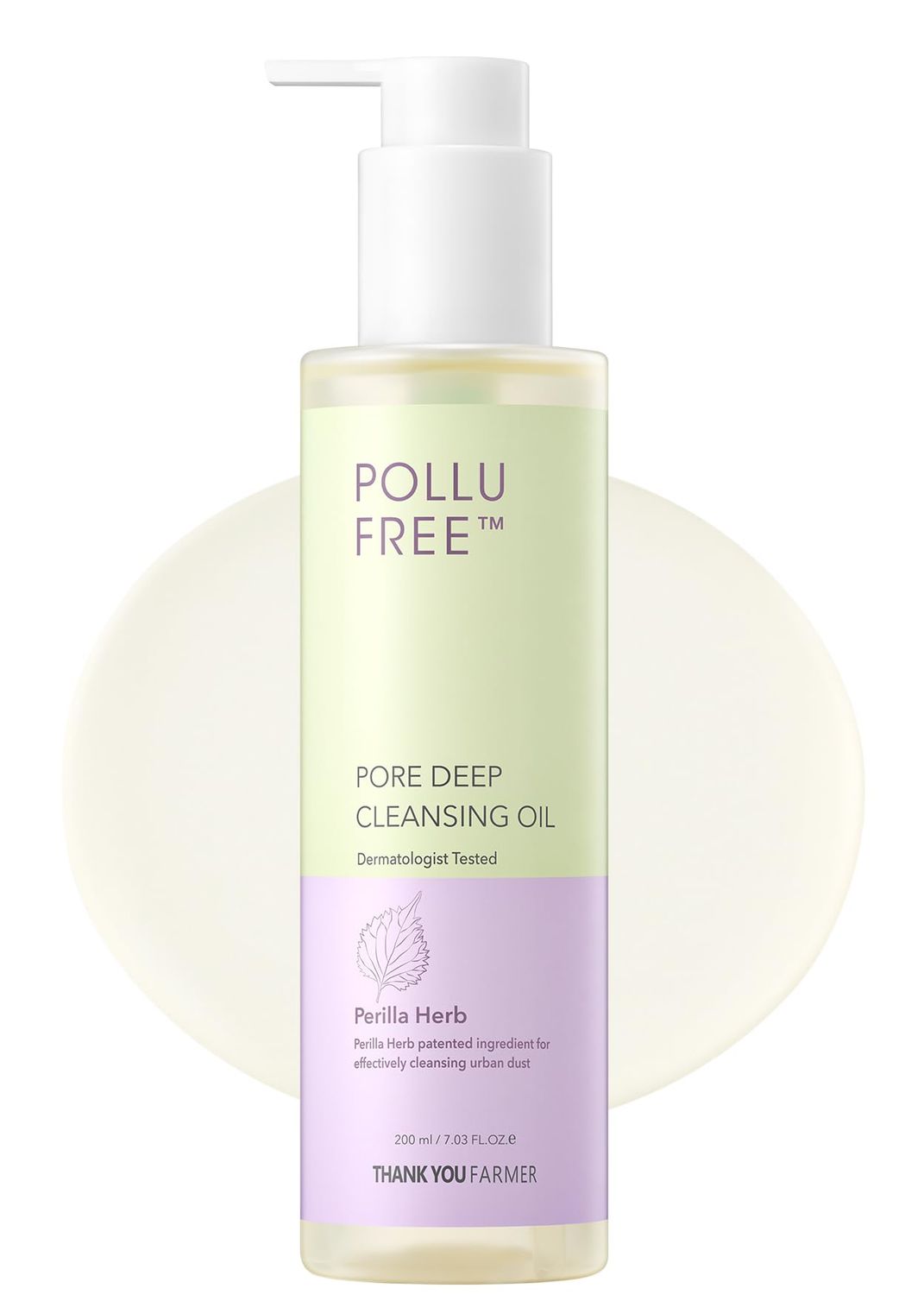 THANKYOU FARMER Pollufree Pore Deep Cleansing Oil - SPF Cleanser, Korean Perilla Herb, Makeup Blackhead Remover, Dermatologist Tested, Korean Oil Cleanser 7.03 fl.oz. 200ml