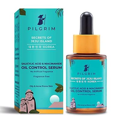 Pilgrim Korean Oil Control Serum Infused with Salicylic Acid &amp; Niacinamide Exfoliating Facial Serum Eliminate Dead Skin Cells Reveals Radiant Skin 1.01 Fl Oz (30ml)