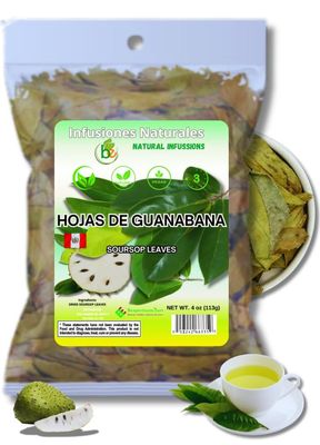 Guanbana Hojas (Soursop Leaves Tea) - Jumbo 4 oz - 100% Natural, Vegan, Non-GMO, Wildcrafted &amp; Authentic - Caffeine-Free Herbal Tea - Makes 30 Cups