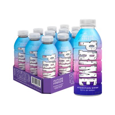 PRIME Hydration FUTURE FREEZE, Sports Drinks, Electrolyte Enhanced for Ultimate Hydration, 250mg BCAAs, B Vitamins, Antioxidants, Low Sugar, 16.9 Fl Oz, 12 Pack