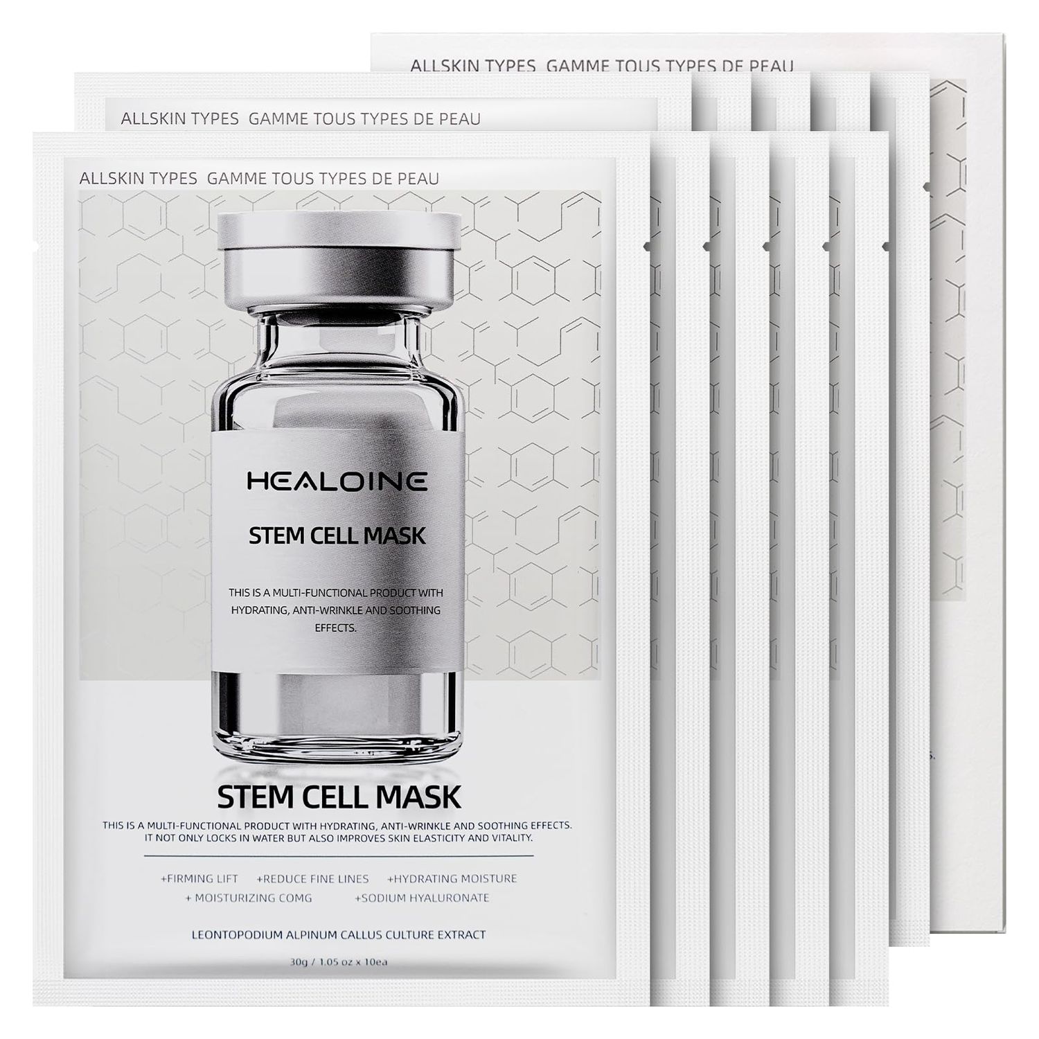 HEALOINE Stem Cell Mask Collagen Face Mask Overnight Korea Hydrating Collagen Face Masks Pore Minimizing, Elasticity Improvement Sheet Mask for All Skin Type Skincare