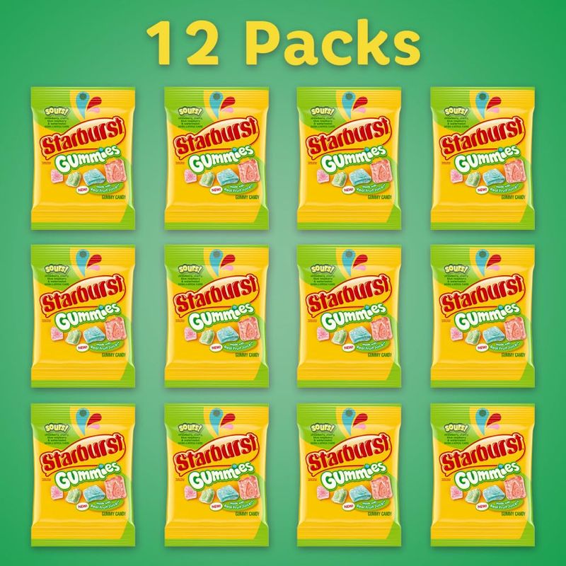 STARBURST Gummies Sours Gummy Candy, 5 oz Bag (Pack of 12)
