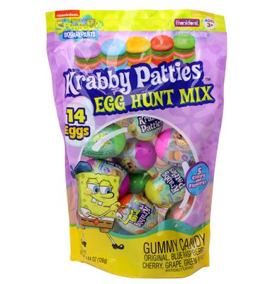 Spongebob SquarePants Gummy Candy Krabby Patty 14 Count Prefilled Plastic Easter Eggs Hunt Mix, 4.44 Ounce, For Kids Girls Boys Teens Grandkids Adults