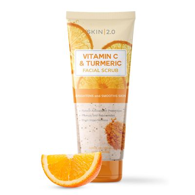Skin 2.0 Vitamin C &amp; Turmeric Face Scrub - Dermatologist Tested, Exfoliating, Brightening, Hydrating, Anti-Aging, Clean Beauty, Cruelty-Free Korean Skincare, All Skin Types - 6.76 Fl Oz / 200ML