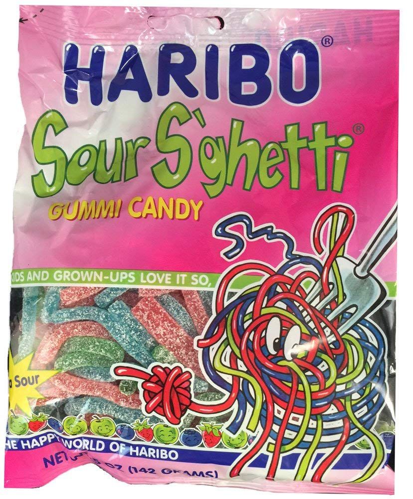 Haribo Sour S&#39;ghetti Gummi Candy, 5 oz, (Pack of 2)