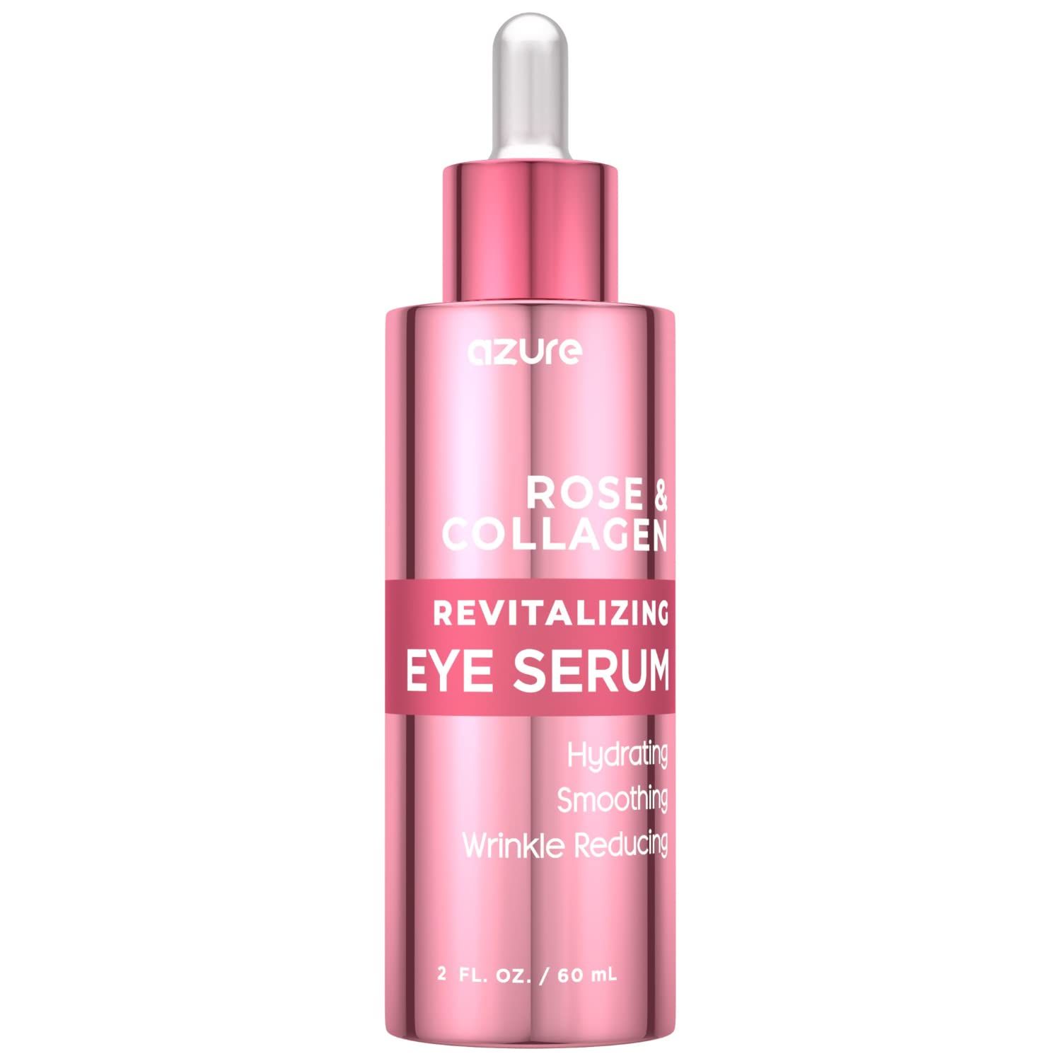 AZURE Rose &amp; Collagen Revitalizing Eye Serum - Hydrating &amp; Smoothing Reduces Wrinkles, Fine Lines &amp; Under Eye Bags Minimize Signs of Aging Made in Korea - 60mL