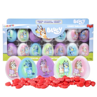 Galerie Bluey Themed Plastic Easter Eggs, Red Hard Candy Pouches Inside, Great for Egg Hunts, 2.47 Ounces