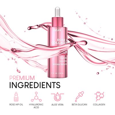 AZURE Rose &amp; Collagen Revitalizing Eye Serum - Hydrating &amp; Smoothing Reduces Wrinkles, Fine Lines &amp; Under Eye Bags Minimize Signs of Aging Made in Korea - 60mL