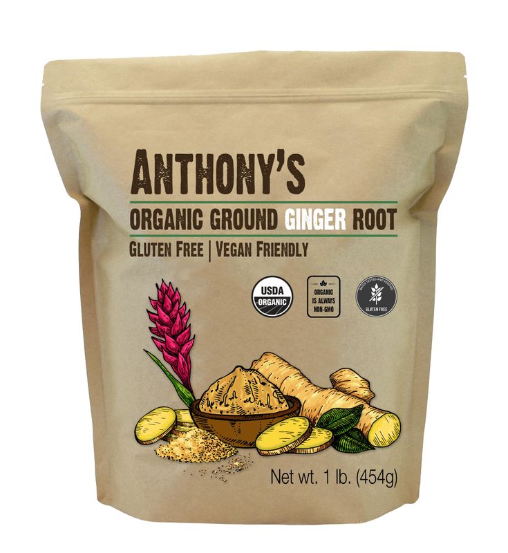 Anthony&#39;s Organic Ground Ginger Root, 1 lb, Gluten Free, Non GMO, Keto Friendly