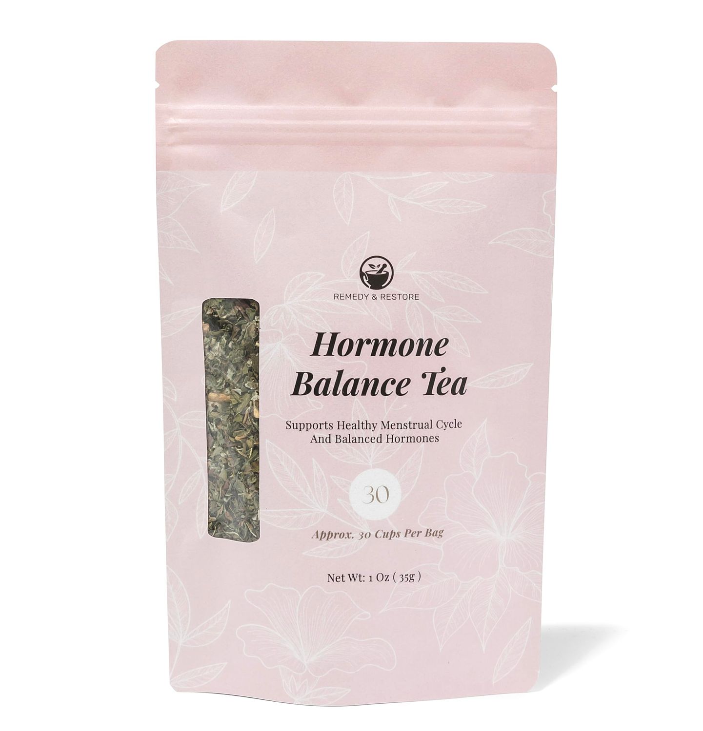 Remedy &amp; Restore Herbal Tea for Hormone Balance - Natural Menstrual Cycle Support, Spearmint Flavor, Loose Leaves, 1 Count