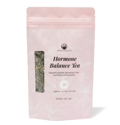Remedy &amp; Restore Herbal Tea for Hormone Balance - Natural Menstrual Cycle Support, Spearmint Flavor, Loose Leaves, 1 Count