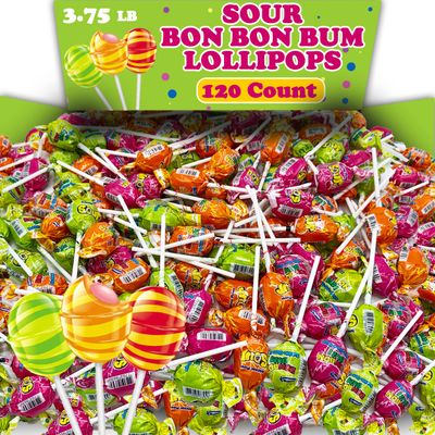 Bulk Lollipops Assortment Variety Pack, 120 Count Assorted Fruity Flavors Bubble Gum Filled Candy Pops, Individually Wrapped Sour Suckers Mix, Bulk Candy For Kids Party Favors