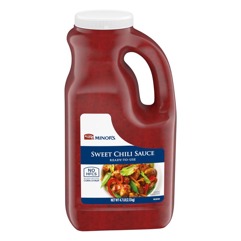 Minor&#39;s Sweet Chili Sauce, Hot Sauce, Golden Chutney Flavor for Dipping Spring Rolls, Ready to Use , 4 lb 11.2 oz Bottle (Packaging May Vary) (Pack of 1)