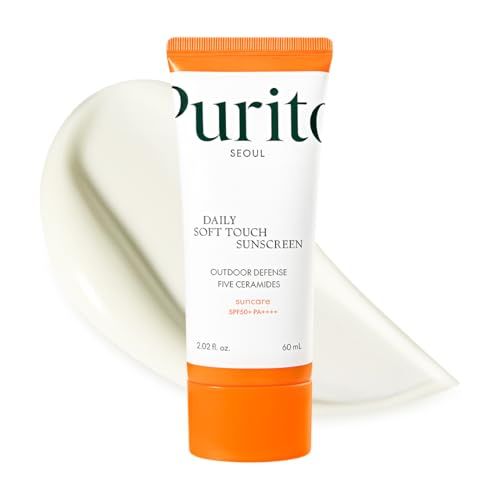 PURITO Daily Soft Touch Sunscreen 60ml Face Sunscreen Oil Free UVA &amp; UVB Protection Lightweight and Oil Free Korean Sunscreen For All Skin Type and Vegan &amp; Cruelty-Free