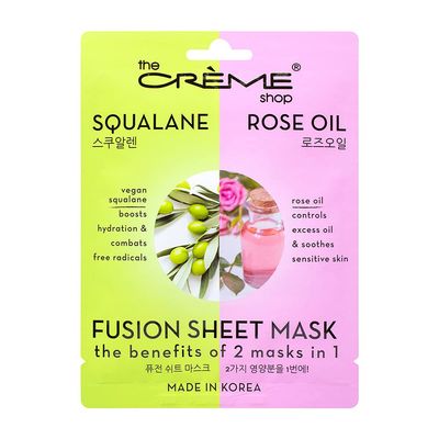 The Crme Shop Rose &amp; Squalane Fusion Sheet Mask, Korean Sheet Mask, Rose Face Mask with Vegan Squalane and Hyaluronic Acid, Face Mask Sheet for Sensitive Skin (5 Pack)