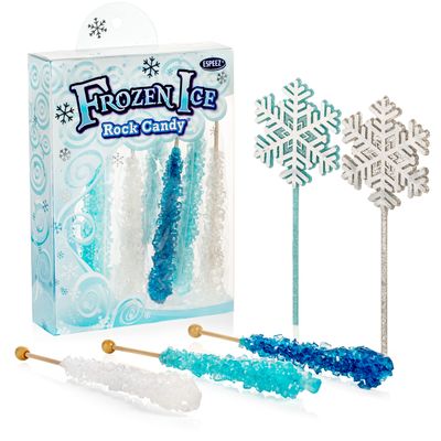 Candy Envy - Frozen Ice Rock Candy Sugar Sticks - 10 Individually Wrapped &amp; 2 Wands