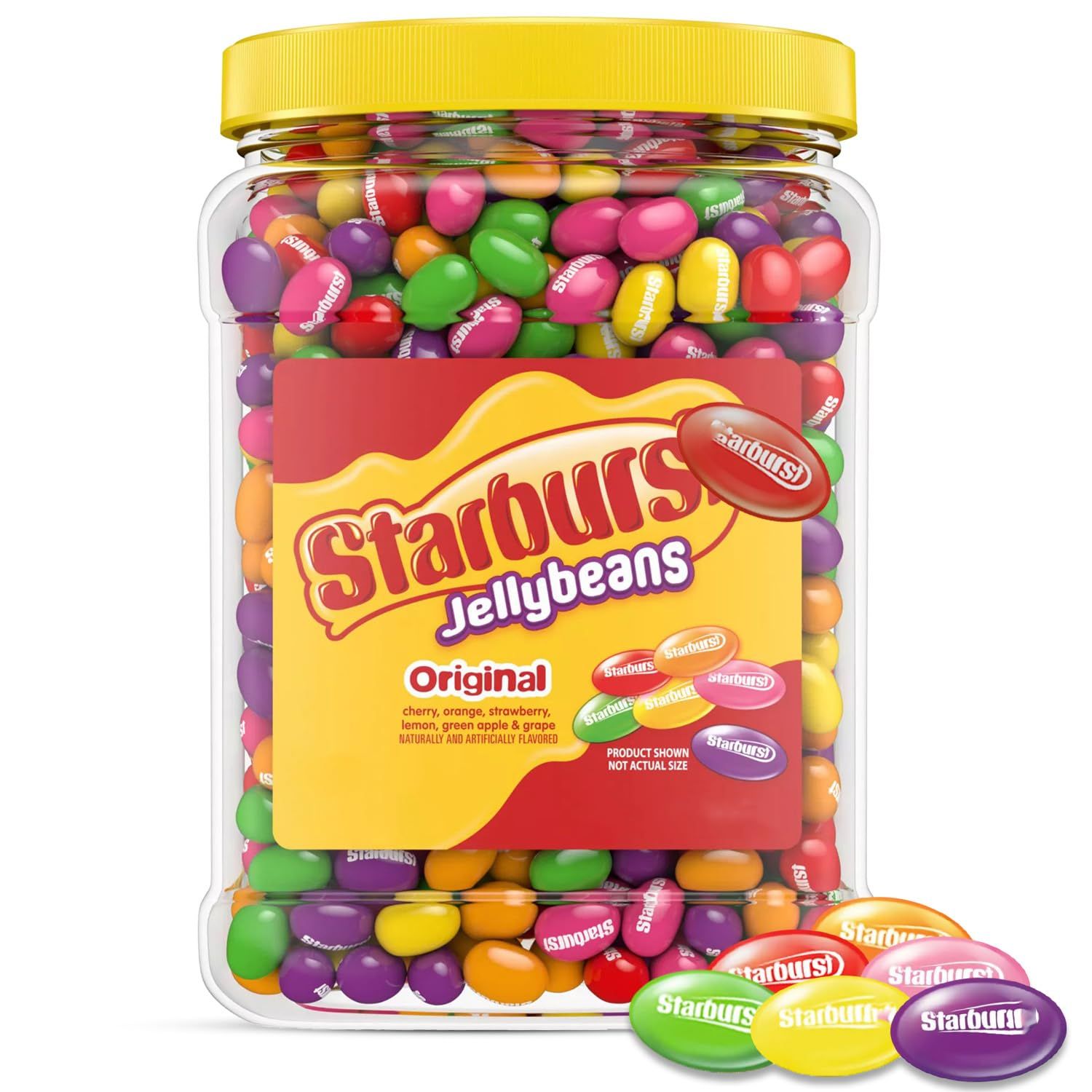 Easter Jelly Bean Candy Large Bucket - Assorted Fruity Flavors in Soft, Chewy Jelly Beans - Bulk Resealable Jar for Easter Baskets, Candy Buffet, Egg Hunts, &amp; Treats - JellyBeans