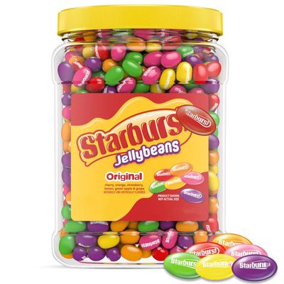 Easter Jelly Bean Candy Large Bucket - Assorted Fruity Flavors in Soft, Chewy Jelly Beans - Bulk Resealable Jar for Easter Baskets, Candy Buffet, Egg Hunts, &amp; Treats - JellyBeans