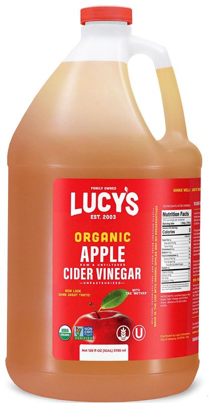 Lucy&#39;s Family Owned - GALLON SIZE, Organic, With the Mother, Apple Cider Vinegar, Unfiltered, Unpasteurized, NonGMO, and Raw