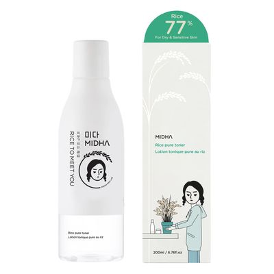 MIDHA Rice Pure Toner, 6.76fl.oz/200ml, Hydrating, Soothing, Fast-Absorbing Daily Toner - Lightweight, Vegan, Alcohol-Free, Clean Beauty Skincare for Sensitive &amp; Dry Skin