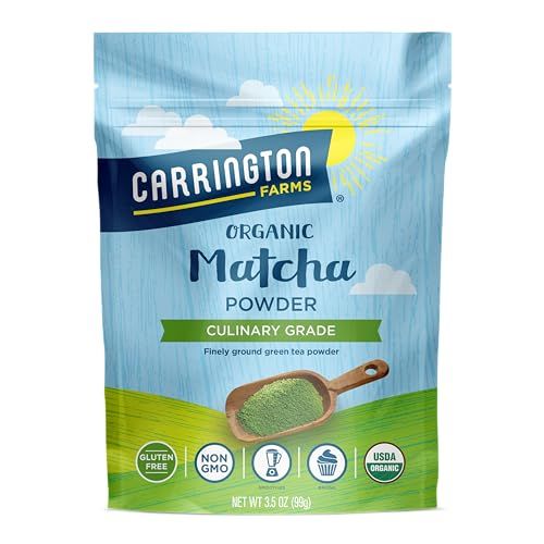 Carrington Farms - Organic Matcha Powder - Finely Milled Green Tea Leaves - Bold And Rich Flavor - Energy Booster - Low Calorie 3.5 Ounce Bag - Package May Vary