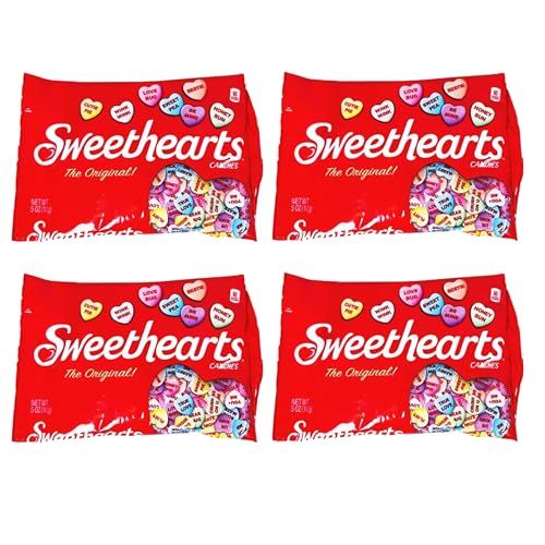 Valentines Candy The Original Sweethearts Conversation Hearts - Bulk Valentine Candy, 21 New Messages, 5 oz Bag (Pack of 4)