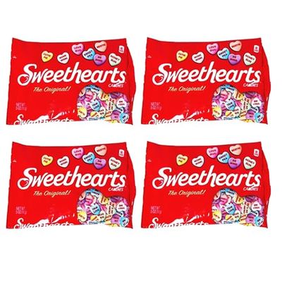 Valentines Candy The Original Sweethearts Conversation Hearts - Bulk Valentine Candy, 21 New Messages, 5 oz Bag (Pack of 4)