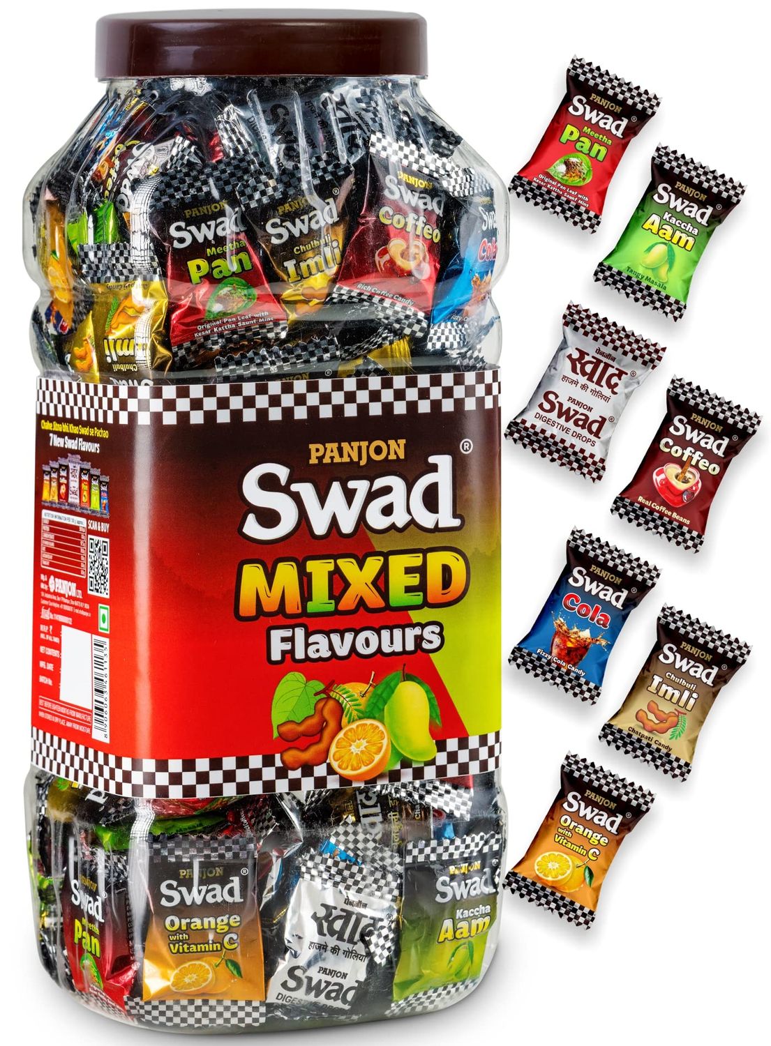 Swad Candy Jar Vegan &amp; Gluten Free, 150 Candies Jar (Mixed)