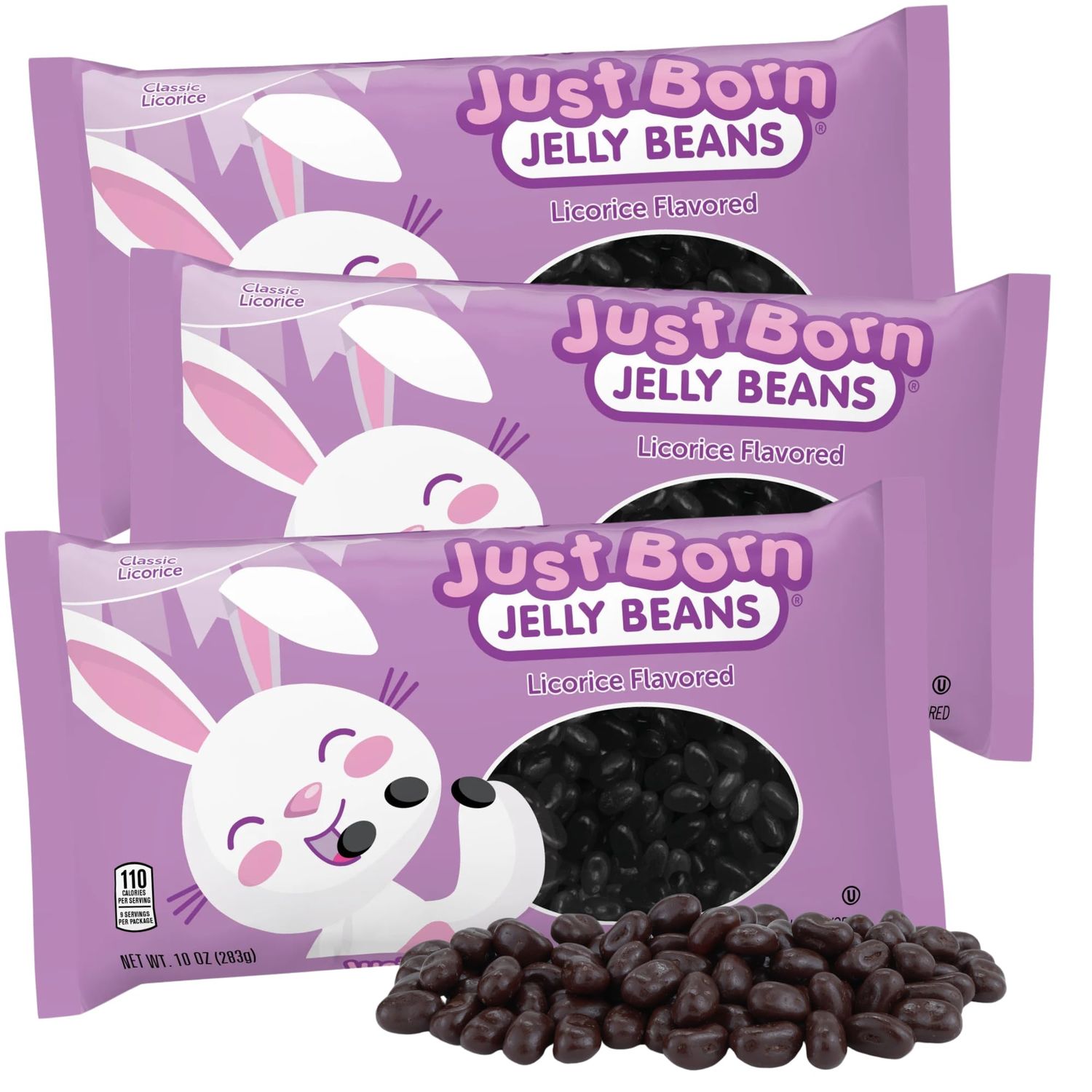 Needzo Black Licorice Flavored Jelly Beans, Classic Jelly Bean Bulk Mix, Sharable Bagged Candy, Easter Candies for Basket Stuffing, Egg Hunt Essentials for Plastic Eggs (Pack of 3)