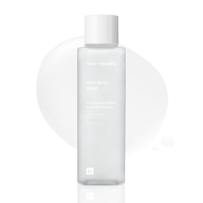 Face Republic AHA/BHA Toner 160ml 5.41 fl oz Clarifying, Refining, Hydrating Pore Care, Gentle Exfoliation AHA BHA PHA LHA for Oily, Sensitive Skin Alcohol-Free Vegan Korean Skincare