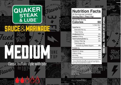 Quaker Steak and Lube Medium Wing Sauce - 12 Ounce Glass Bottle of Quaker Steak &amp; Lube Medium Sauce