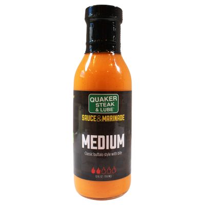 Quaker Steak and Lube Medium Wing Sauce - 12 Ounce Glass Bottle of Quaker Steak &amp; Lube Medium Sauce