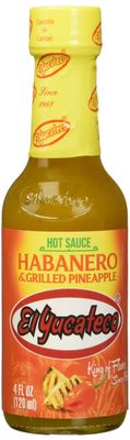 El Yucateco Grilled Pineapple and Habanero Sauce, 4 oz, Gluten Free, Sugar Free, 6 Pack